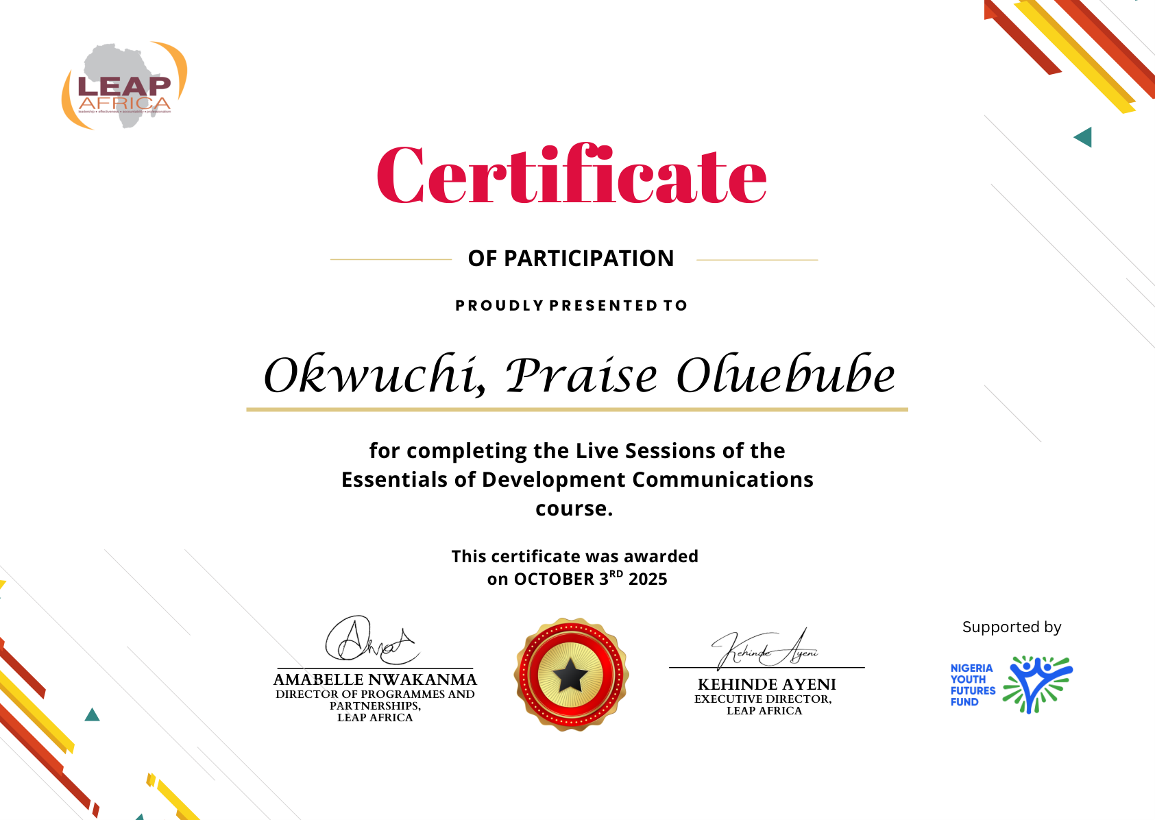 LEAP Africa EDC Certificate
